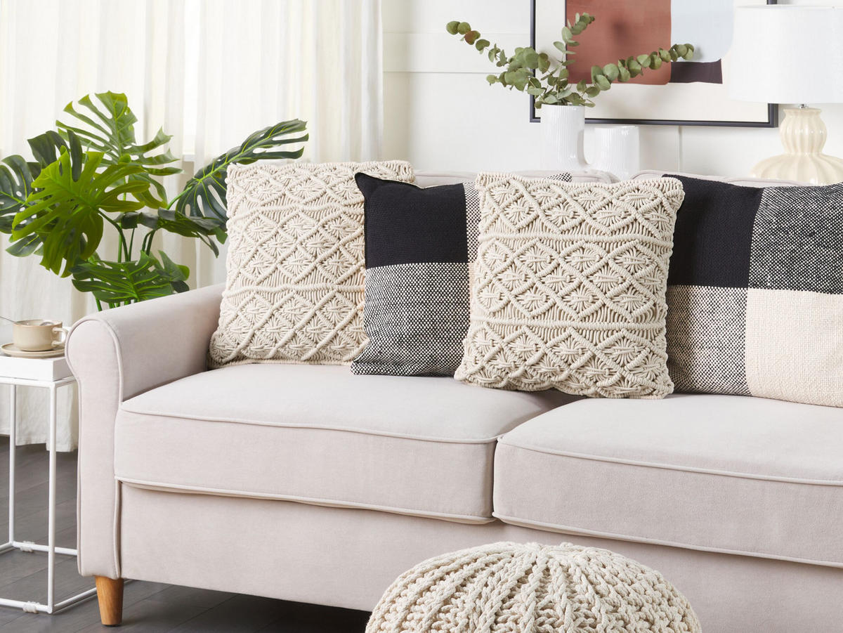 DEKOKISSEN 2er-Set Beige 45/45 cm Goreme - Beige, Textil (45/45cm) - Beliani