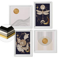 WANDBILDER 4er-Set - 50x50 cm & 40x60 cm Weißer Rahmen - Naturmotive mit dem Mond - Weiß, Kunststoff (50/50cm) - ArtPrintCave