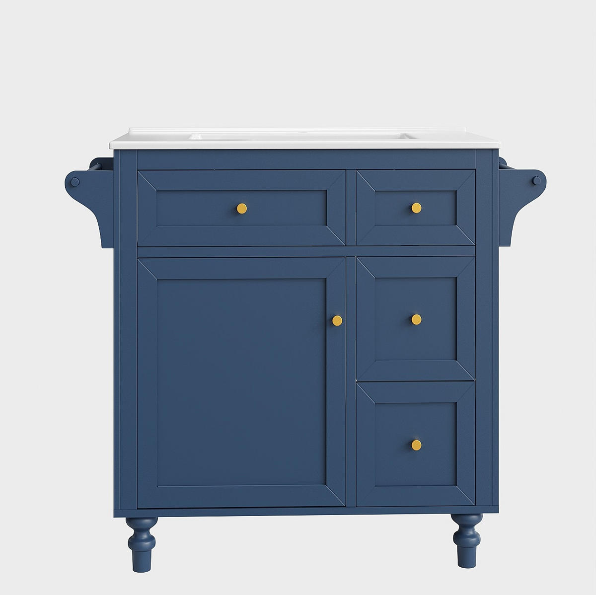 WASCHTISCHKOMBI 99,5/45/86 cm blau aus MDF mit Keramikbecken - Blau, Holzwerkstoff (99.5/86/45cm) - OKWISH