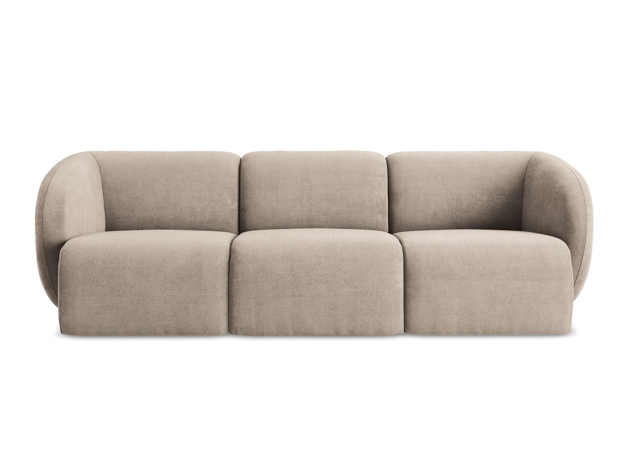 3-SITZER SOFA Chenille Stoff Beige - Schwarz/Cappuccino, Holzwerkstoff/Kunststoff (244/75/94cm) - Makamii
