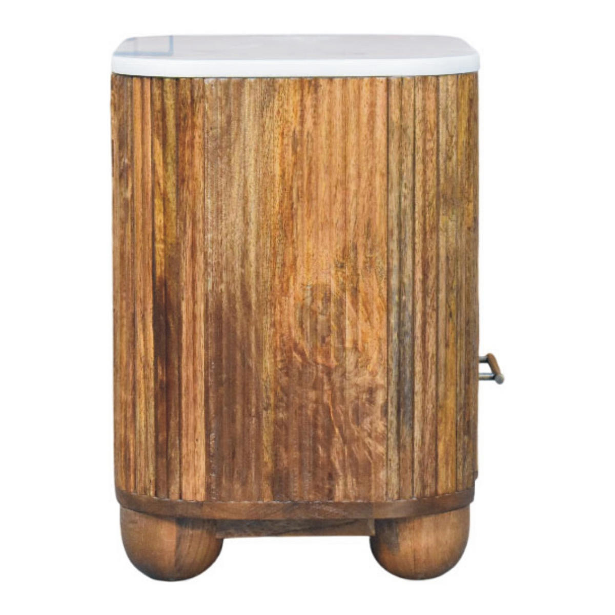 NACHTTISCH mit Golden-Teak-Finish, Tischplatte aus Marmor, 1 Schublade, 1 offene Ablage, braun - Braun, Naturmaterialien/Holz (44/47/34cm) - Artisan Furniture