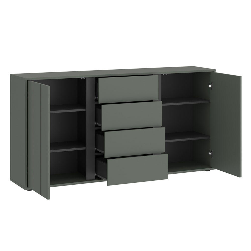 SIDEBOARD Veddel grau-grün / anthrazit 155 / 40 / 82cm - Blaugrau/Grau, Holzwerkstoff (155/82/40cm) - Feldmann-Wohnen