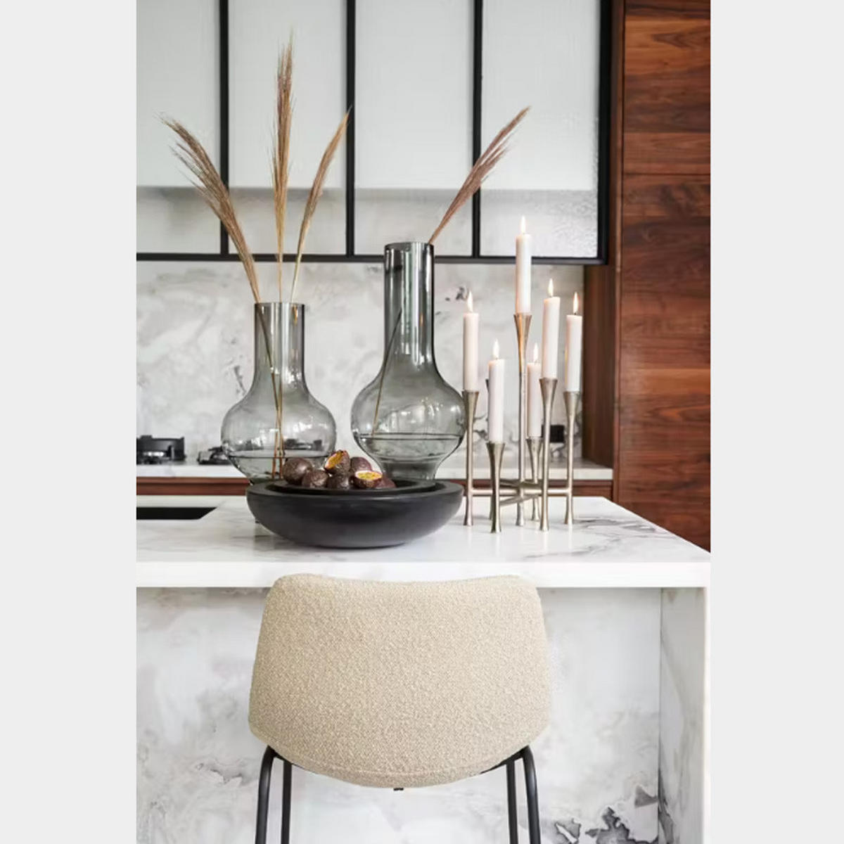 KERZENHALTER 7L OLIVIER, Ø26x23x45 cm, Metall, Silber - Silberfarben, Metall (23/45/26cm) - Light & Living