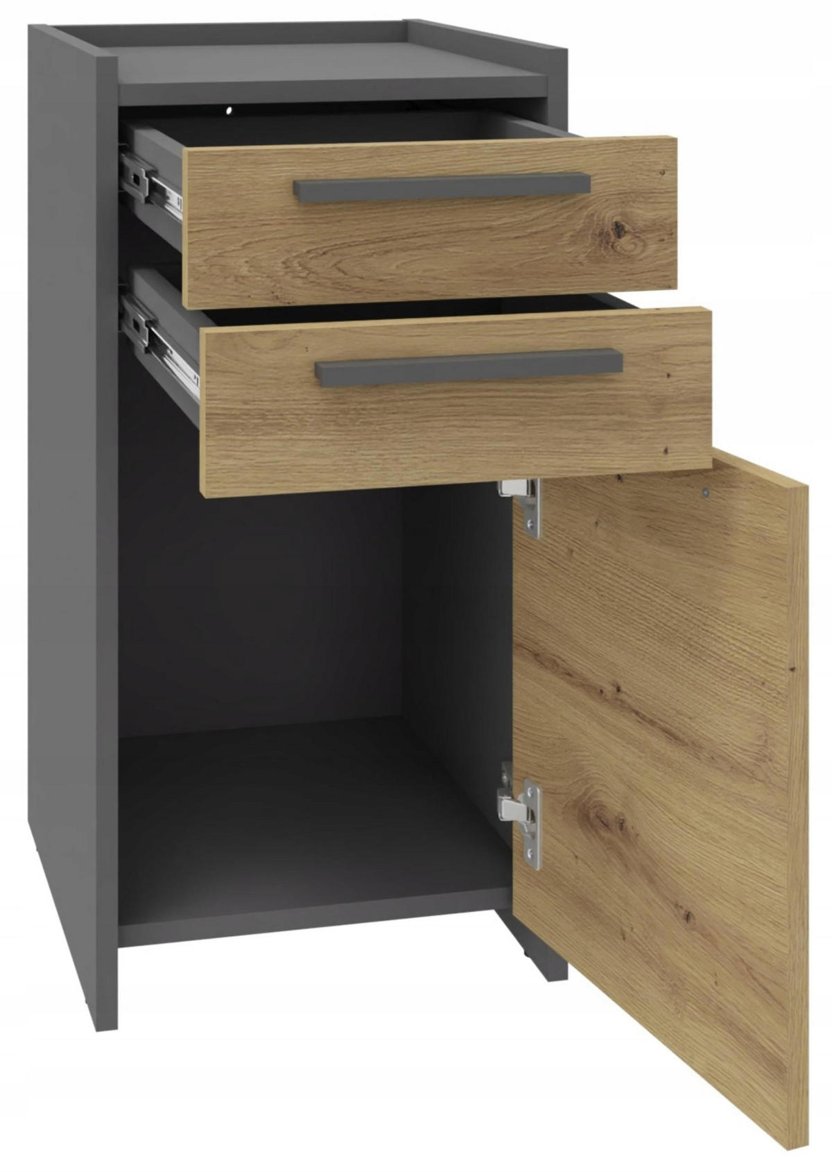 KOMMODE ALTIVO 1D2SN Anthrazit-Artisan Eiche 36/35,6/70,4 cm - Anthrazit/Eiche Artisan, Holzwerkstoff (36/70.4/35.6cm) - Matkam Möbel