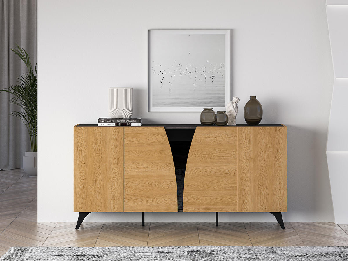 SIDEBOARD Toscania Eiche / Schwarz 170 / 40 / 82cm - Eichefarben/Schwarz, Holz/Holzwerkstoff (170/82/40cm) - Feldmann-Wohnen