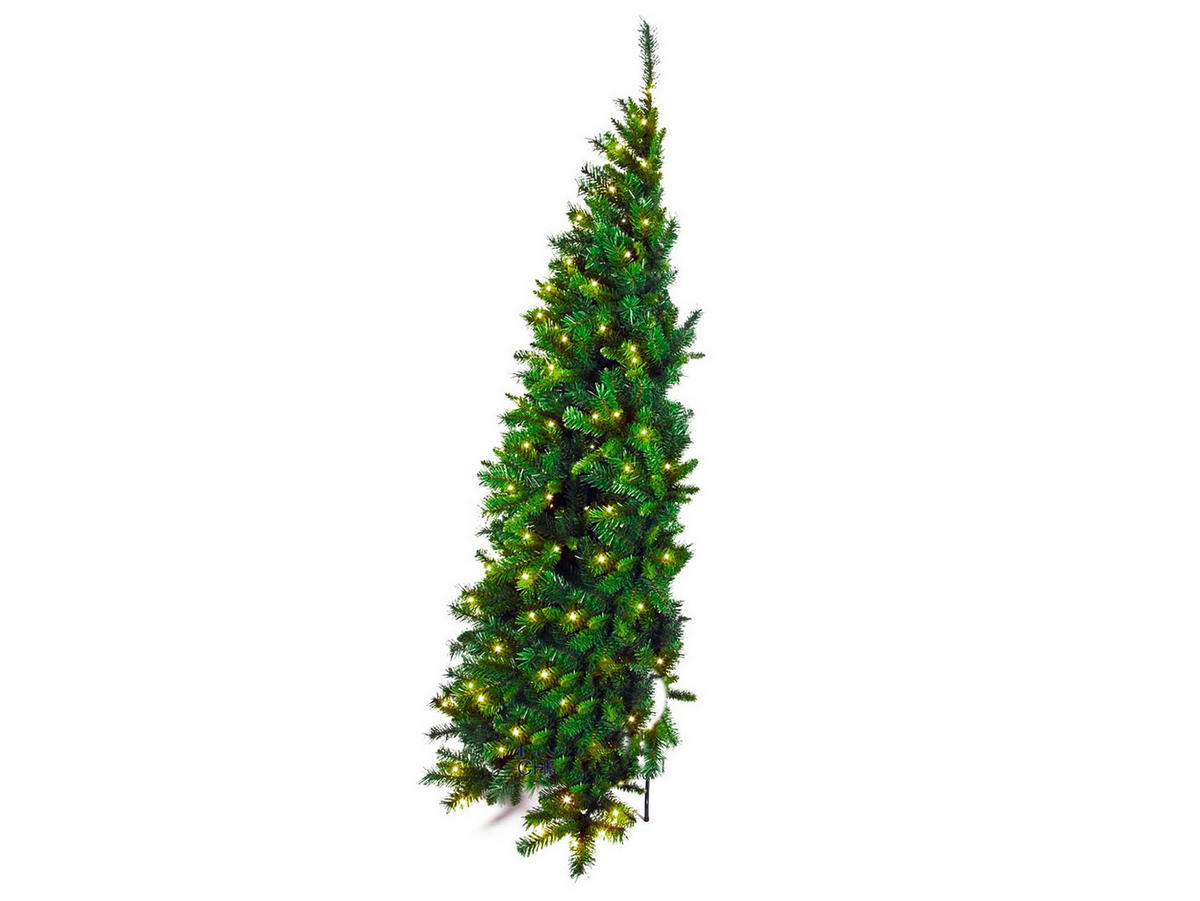 LAALU HALBER WEIHNACHTSBAUM künstlich Narnie 180 cm mit SMART LED Beleuchtung, Tannenbaum Christbaum Kunstbaum Dekobaum mit Metallständer - Grün, Kunststoff (180cm) - LAALU