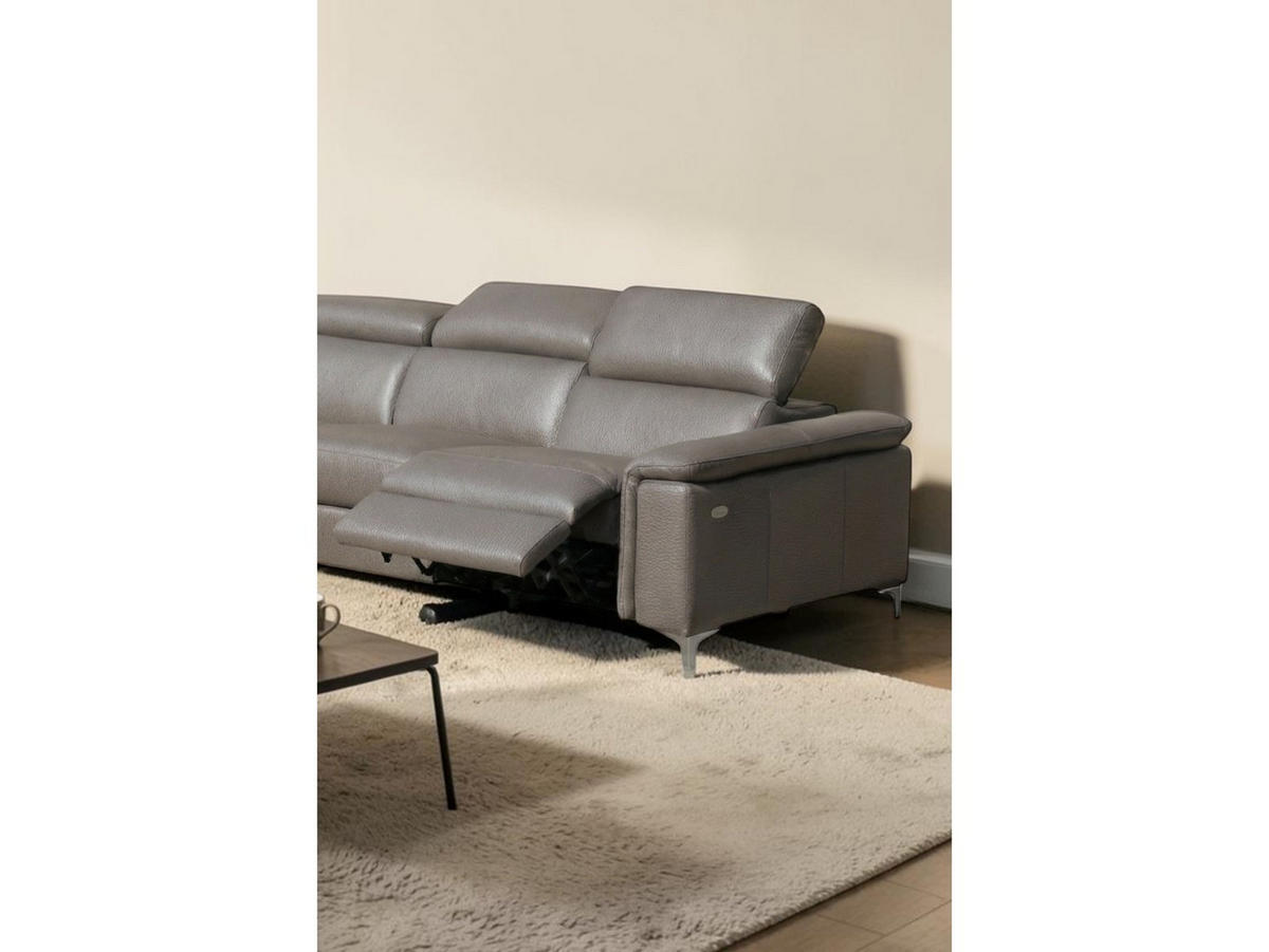 ECKSOFA Avenger Echtleder Greige - Greige, Leder/Metall (271/81/224cm)