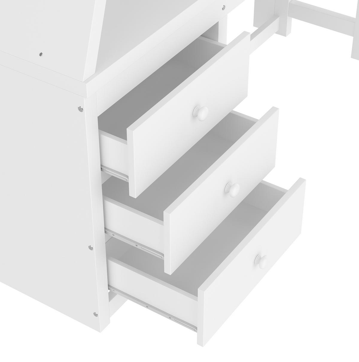 ETAGENBETT 90/200 + 140/200 cm in Weiß mit Schreibtisch, Regal und Stauraum - Weiß, Holz (90/200cm) - OKMYHOME
