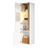 VITRINE aus Spanplatte und Acryl 50x40x179 cm Weiß/Natur mit LED-Beleuchtung - Naturfarben, Holzwerkstoff (50/179/40cm) - IVMEU