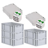 EUROBOX 5x Nextgen Economy Mit Scharnierdeckel Grau/GrünGriffe Geschlossen 44 Liter - Grün, Kunststoff (40/22/60cm) - PROREGAL