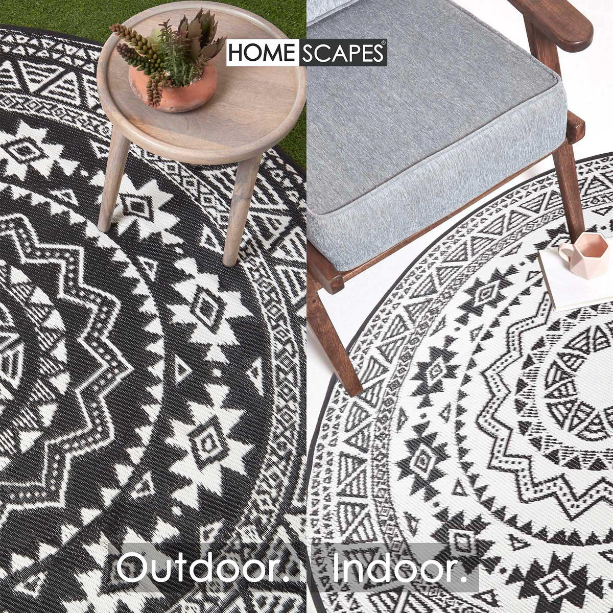 OUTDOORTEPPICH mit Ethno-Muster rund 180 cm - Multicolor, Kunststoff (180/180cm) - Homescapes