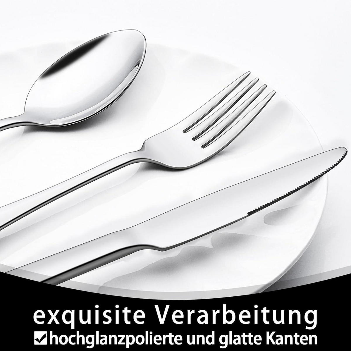 BESTECKSET 30-teilig für 6 Personen Edelstahl Hochglanzpoliert - Silberfarben, Metall