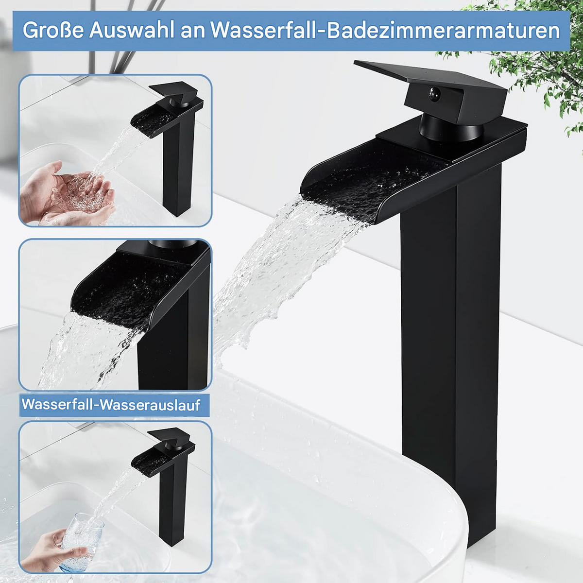 BADEZIMMERARMATUR, 32 x 13,5 cm, schwarz - Schwarz, Metall (35/7/19cm) - Vallsero