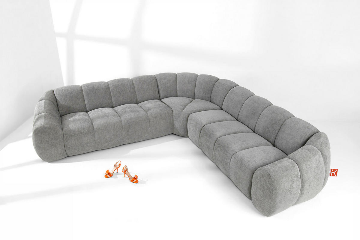 ECKSOFA RECHTS/LINKS FLAVA, hell Aschgrau - Hellgrau, Holz/Holzwerkstoff (310/310cm) - KONSIMO®