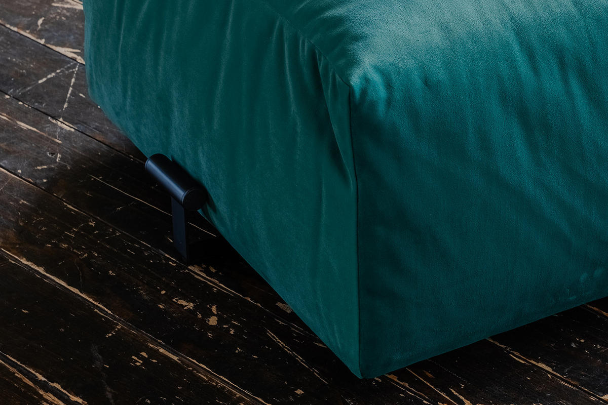 HOCKER MIA Grün Velvet - Schwarz/Grün, Kunststoff/Textil (117/47/84cm) - KAWOLA