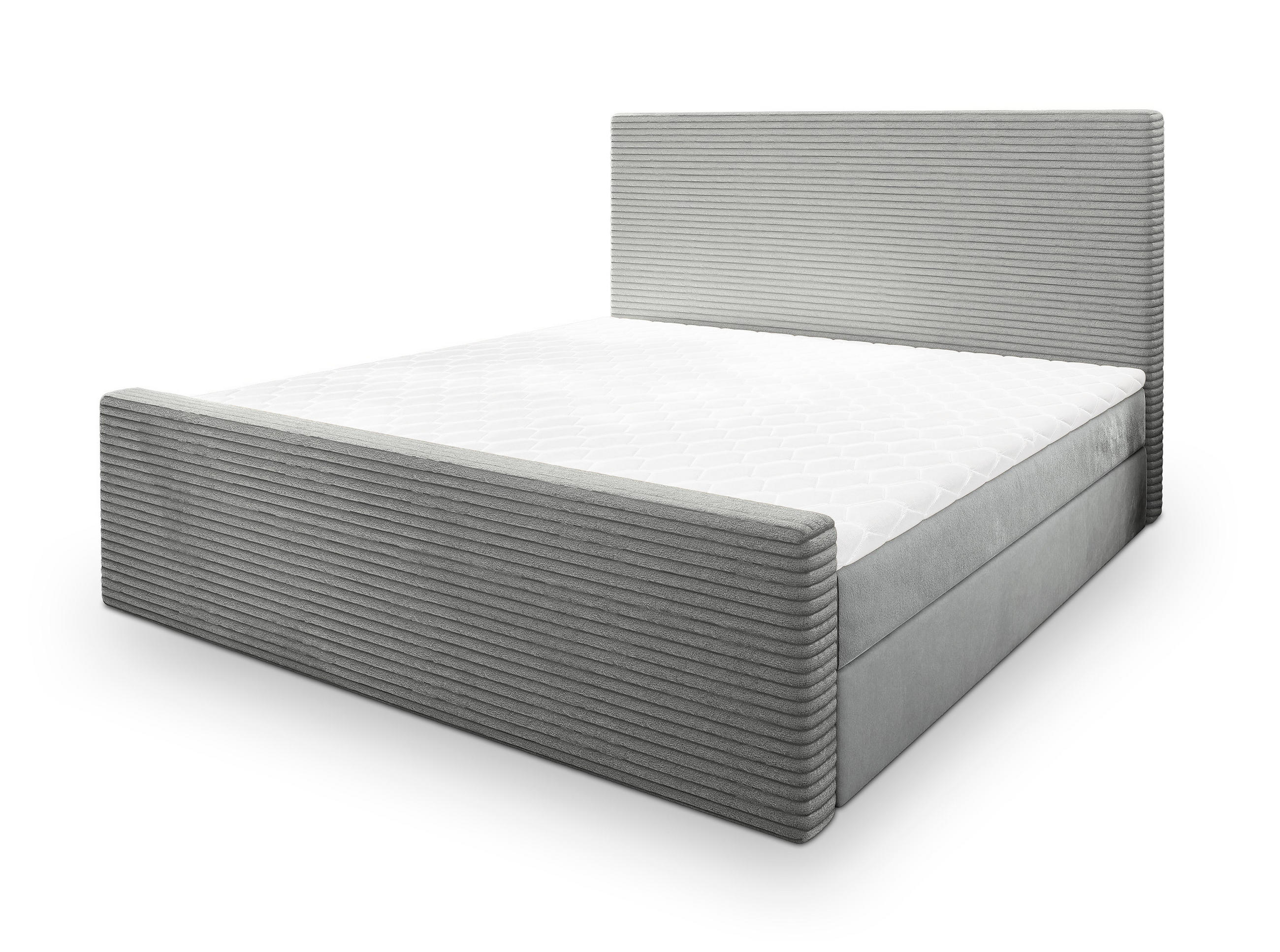 POSTEL BOXSPRING ALORIA 160x200 cm, s matrací a úložným prostorem, světle šedá - světle šedá, kompozitní dřevo/textil (160/200cm) - MASSENO