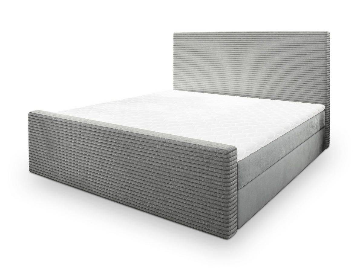 POSTEL BOXSPRING ALORIA 160x200 cm, s matrací a úložným prostorem, světle šedá - světle šedá, kompozitní dřevo/textil (160/200cm) - MASSENO