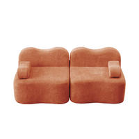 2-SITZER SOFA Samt Orange mit Armlehnenkissen - Orange, Textil (192/70/98cm) - WISHDOR