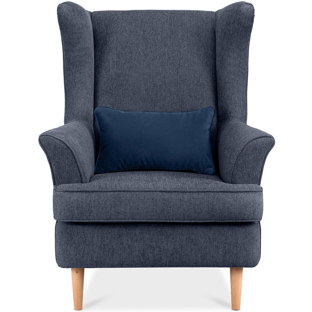 OHRENSESSEL STRALIS inklusive dekorativem Kissen, grau - Blaugrau, Textil (82/108/80cm) - KONSIMO®