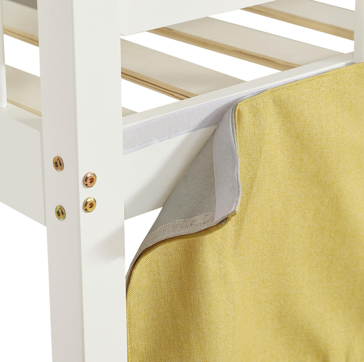 ETAGENBETT 90/200 cm in Weiß mit Rutsche, Treppe und Bettvorhang - Weiß, Holzwerkstoff (90/200cm) - OKMYHOME