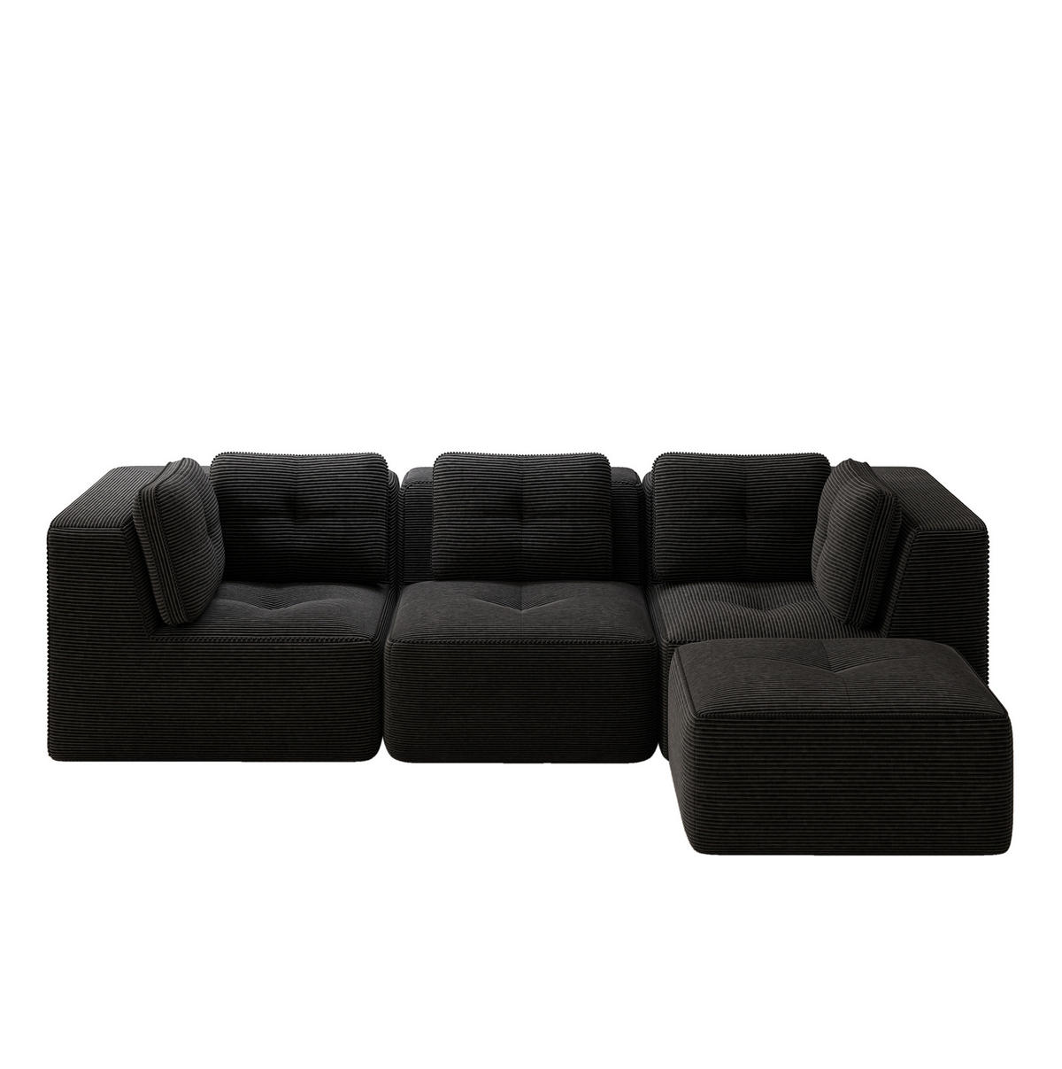 ECKSOFA modular Cord Black - Schwarz, Kunststoff (177/297cm) - Meubliv