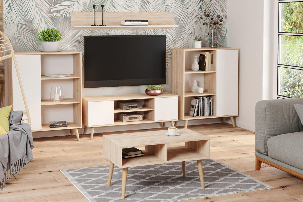 BÜCHERREGAL Fondi - Eichefarben/Weiß, Holzwerkstoff (40/116/90cm) - RAUMHIRSCH FURNITURE