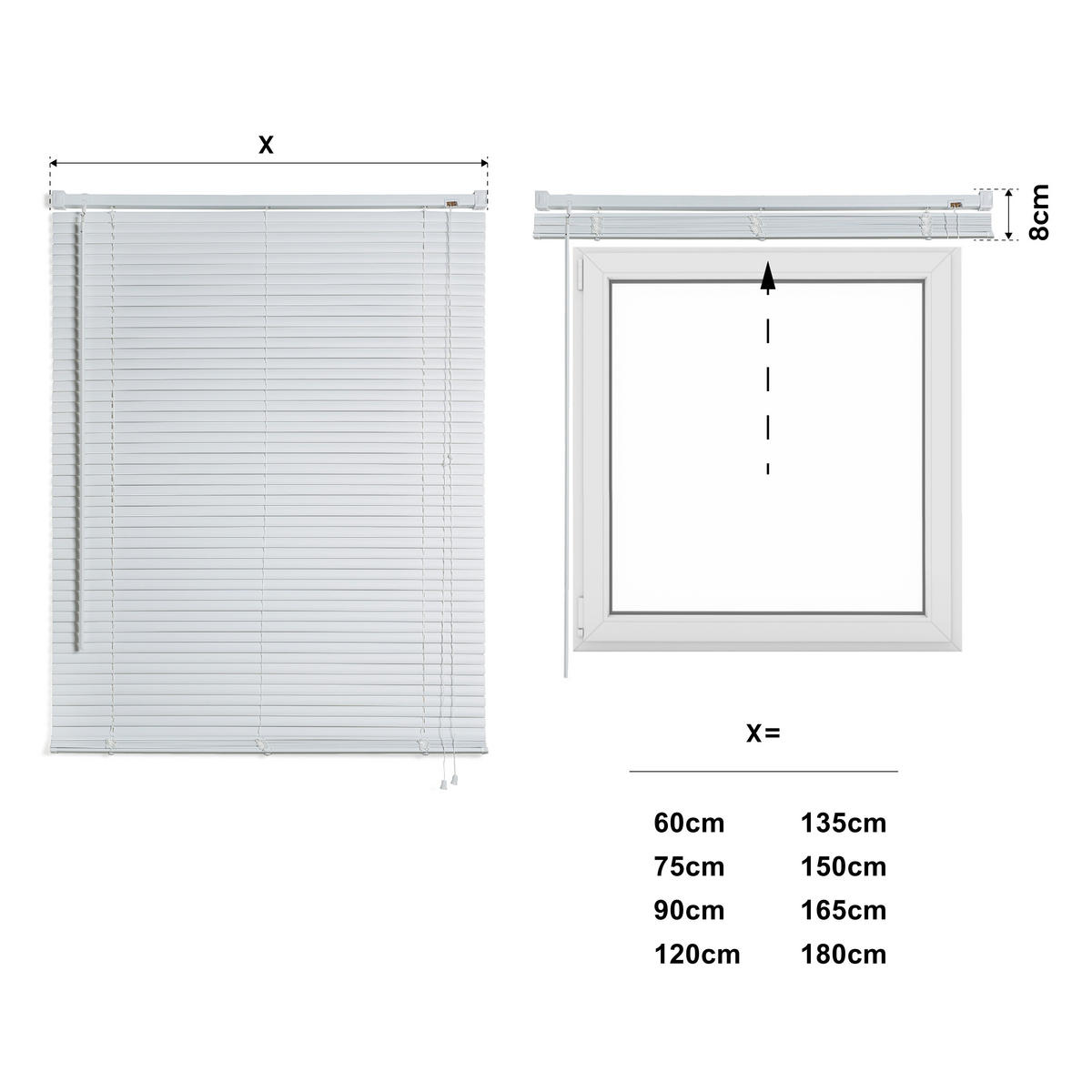 JALOUSIE venetianische mit weißer Zugschnu 165X250 - Weiß, Metall (165/250cm) - STORESDECO