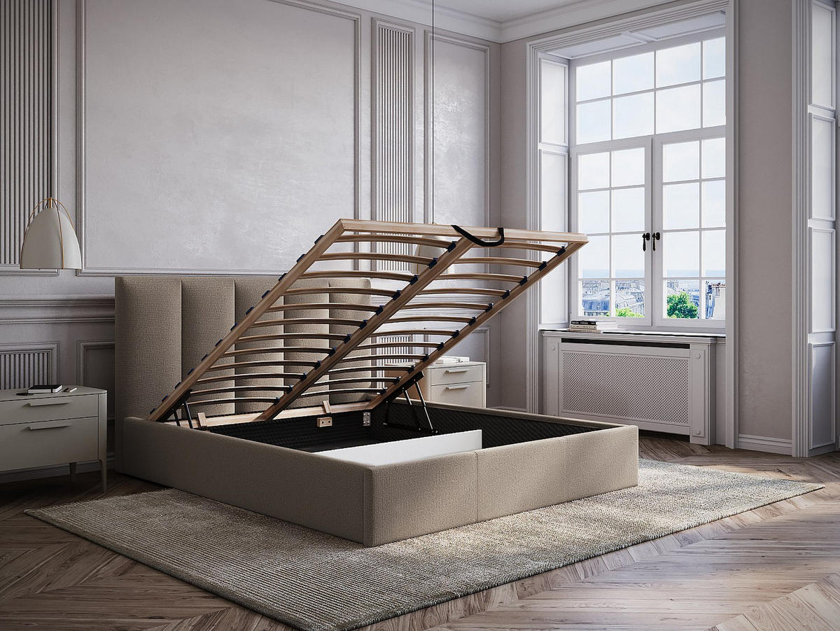 BETT mit Bettkasten - 2 -Sitzer - Polyester - taupe - KILACLO - Braun, Textil (213/211cm) - Vente-Unique