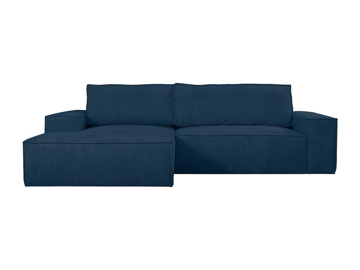 ECKSOFA mit Schlaffunktion - Ecke Links - Cord - Blau - AMELIA - Dunkelblau, Textil (267/167cm) - Vente-Unique