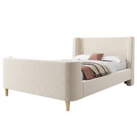 KINDERBETT 90/200 cm in Beige aus Samt mit Weltraummuster und Schlittenform - Beige, Textil (90/200cm) - Flora Grace