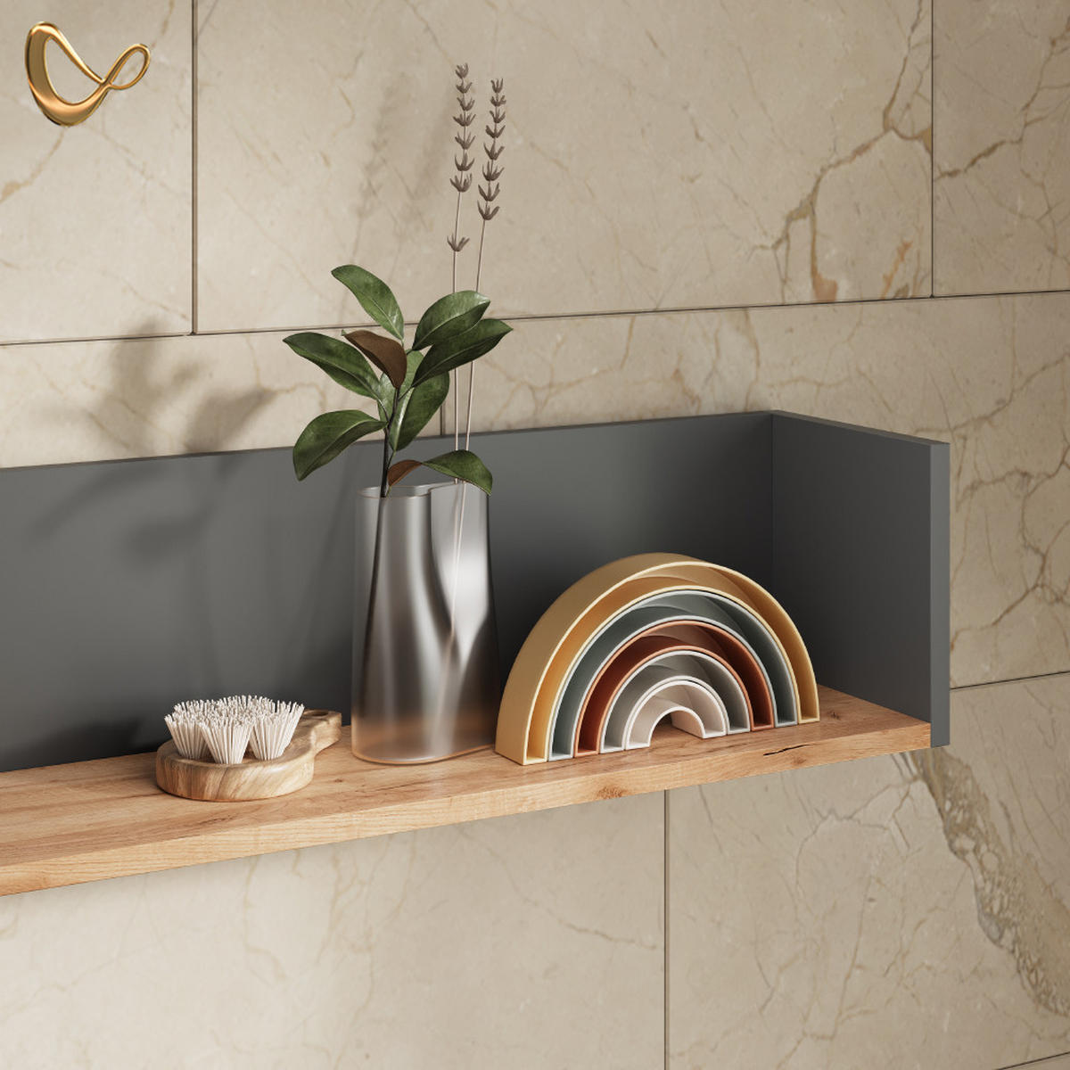 WASCHMASCHINENSCHRANK Paolina Anthrazit/Goldkraft Eiche 93.4 x 20 cm - Anthrazit/Eiche Wotan, Holzwerkstoff (93.4/20/20cm) - Livinity®