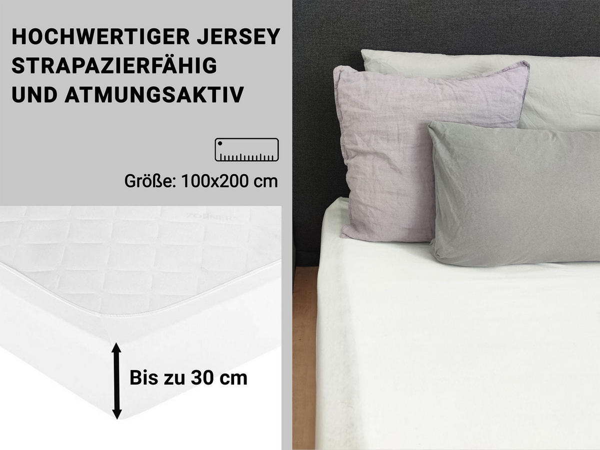 SPANNBETTLAKEN, 100x200 cm, 94% Baumwolle, 6% Elasthan, Weiß - Weiß, Textil (100/200cm) - Zollner
