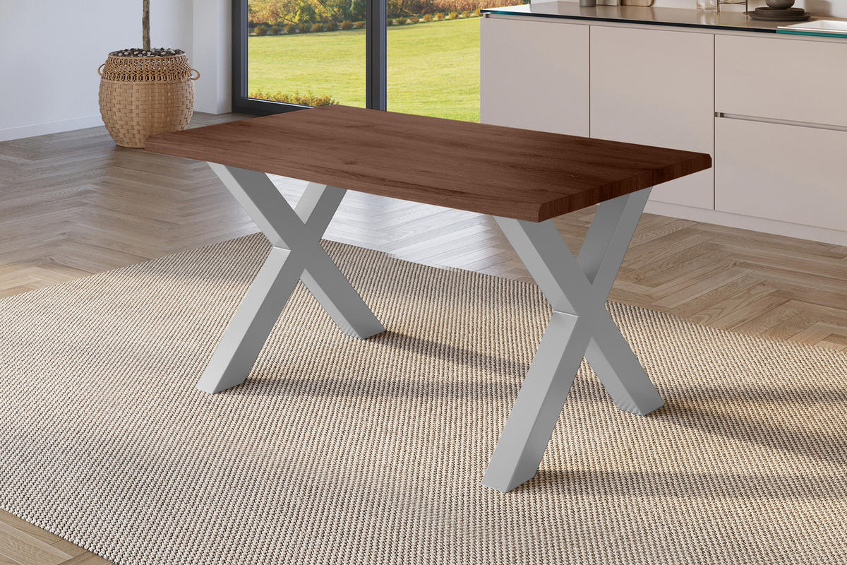 ESSTISCH JULIUS X - Silberfarben/Nussbaumfarben, Holz (80/140/77cm) - SAM