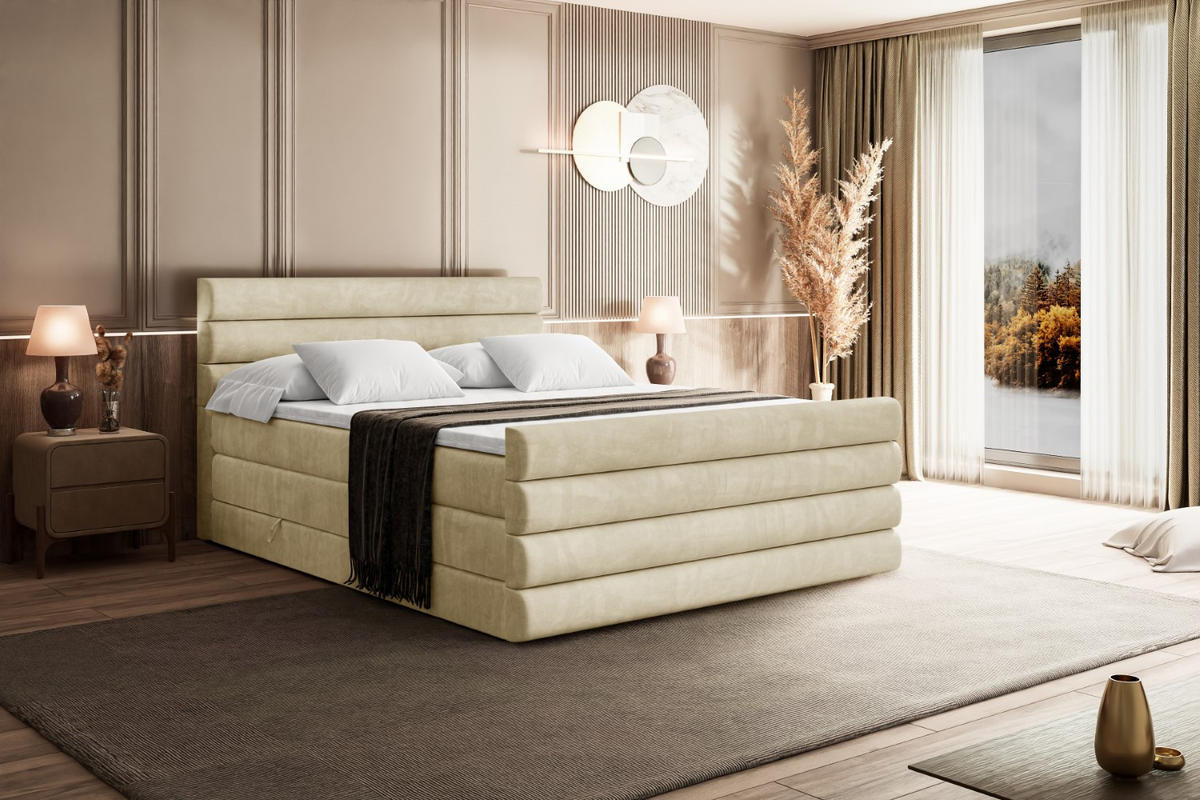 BOXSPRINGBETT CELESTIA-Z KING - 140x200 - H3/H4 - Beige - Beige, Holzwerkstoff (140/200cm) - ALTDECOR