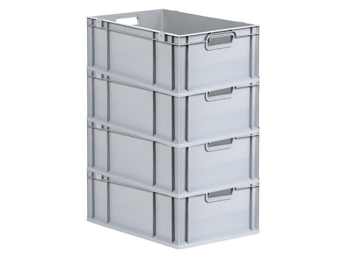 EUROBOX 4x Nextgen Economy Griffe Offen 22x40x60cm 44 Liter - Grau, Kunststoff (40/22/60cm) - PROREGAL
