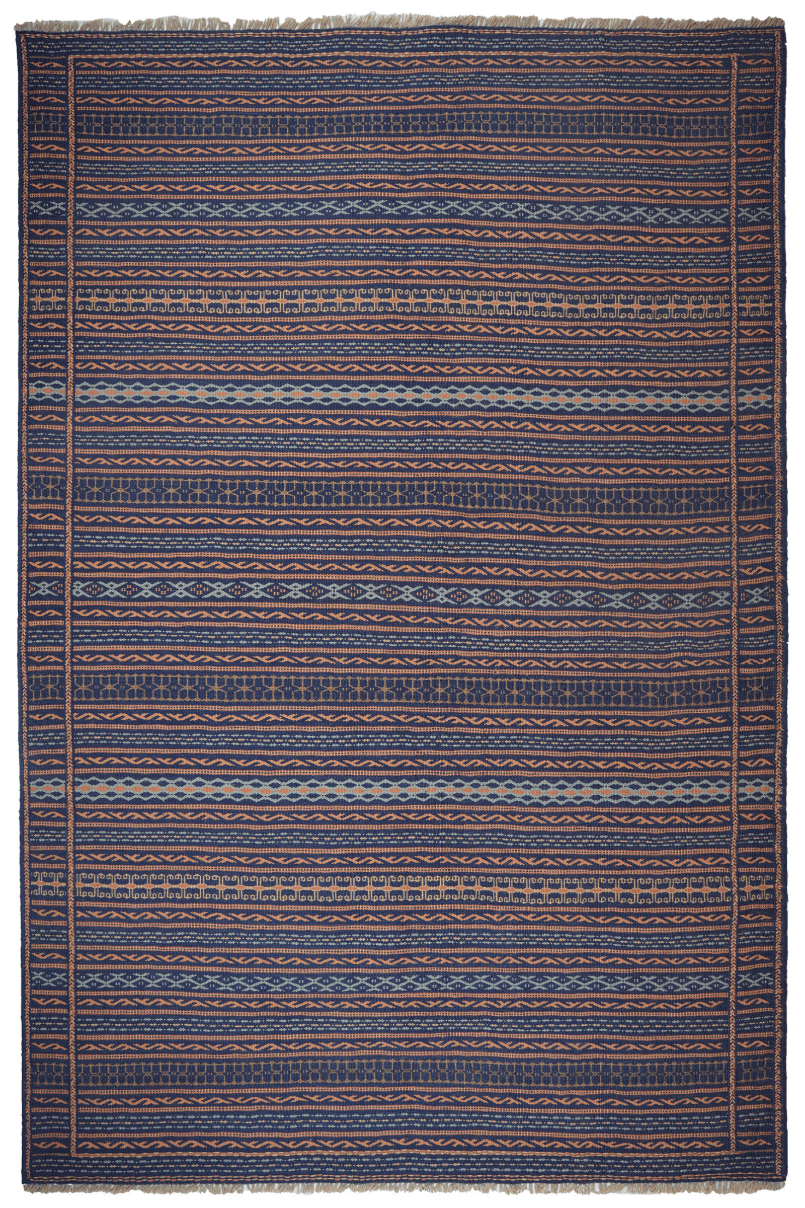 KELIM-TEPPICH handgewebt Kordi Blau 240/170 cm Schurwolle - Blau, Textil (170/240cm) - Looma