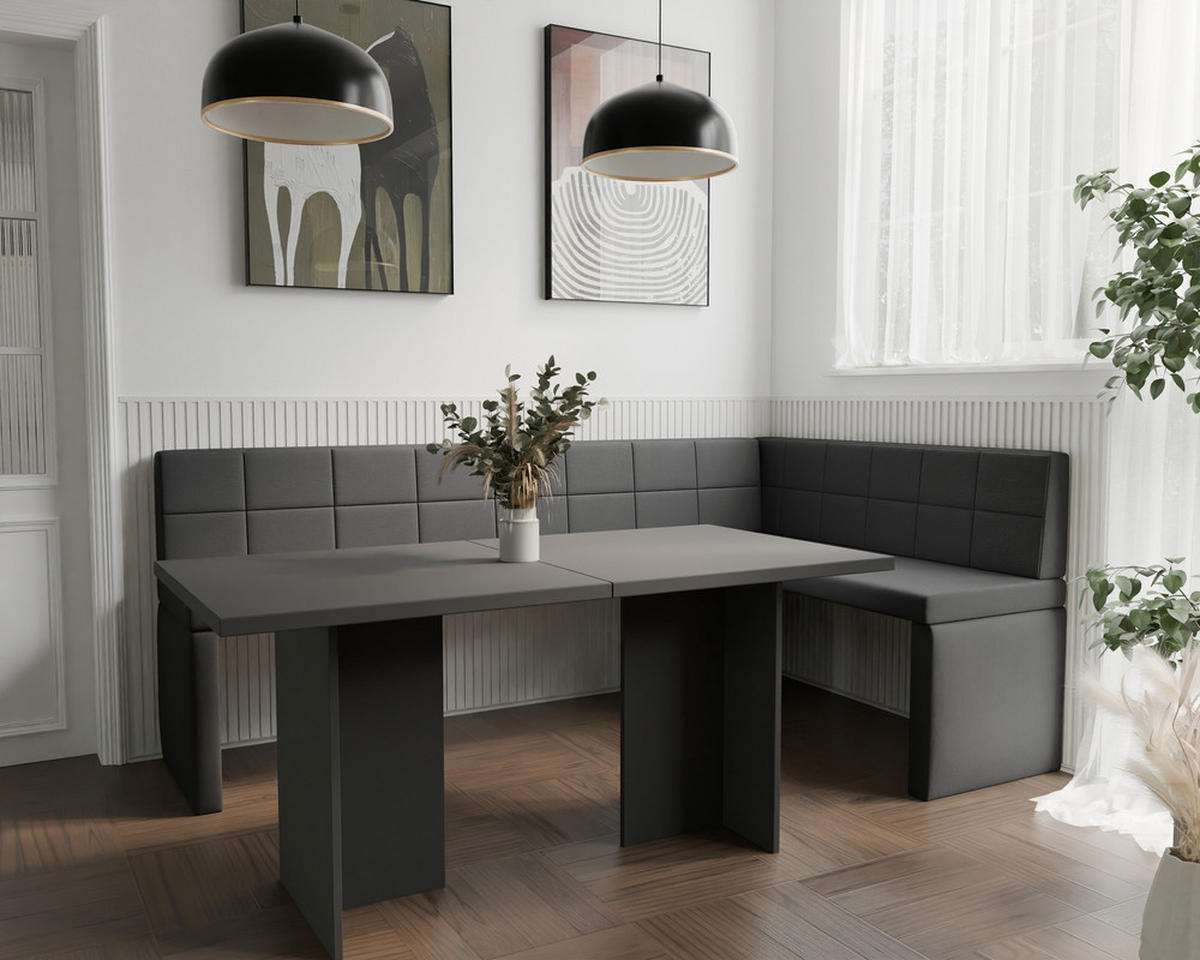 ECKBANK rechts MELVIN Kunstleder, 142/196 cm Anthrazit - Anthrazit, Holz/Kunststoff (142/196cm) - Idohome
