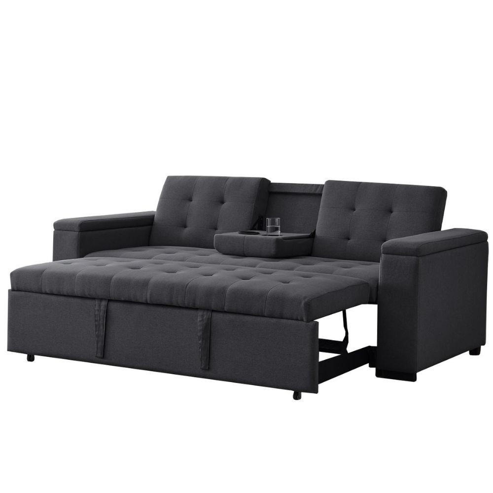 SCHLAFSOFA noho grau 3-sitzer stoff - Grau, Holz (236/85/85cm) - Concept Usine