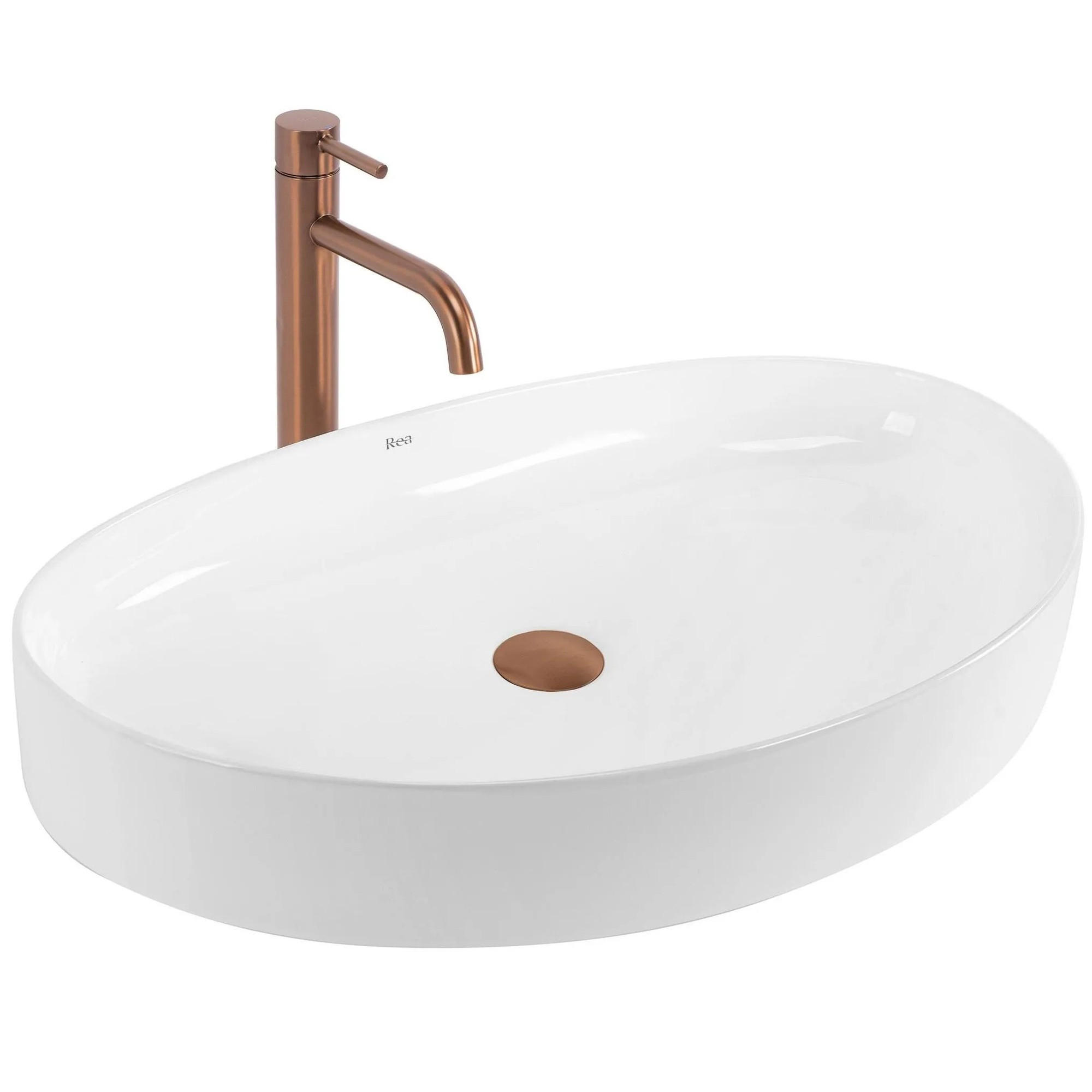 AUFSATZWASCHBECKEN Rea Joana 65 - Weiß, Keramik (40.5/12/65.5cm) - REA