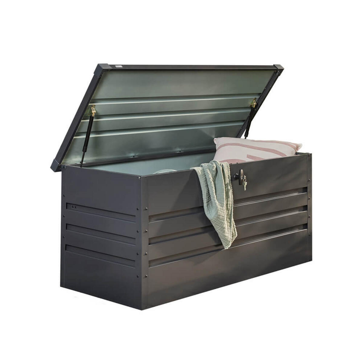 METALLAUFBEWAHRUNGSBOX MEGABOX XL - Größe: 400L - Anthrazit, Metall (126/62/56cm) - Home Deluxe