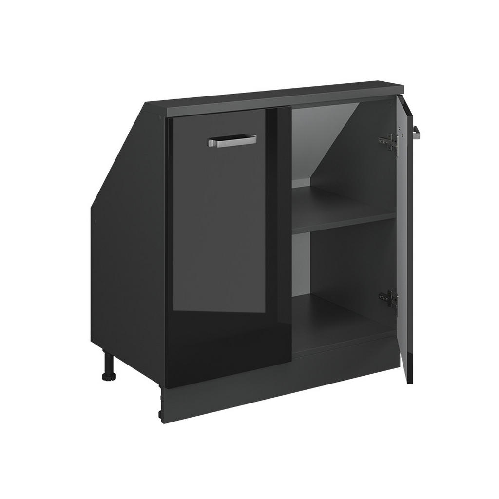 Vicco Dachschrägenschrank | Schwarz Hochglanz | 80/83.8/46 cm | Schwarz Hochglanz, Anthrazit