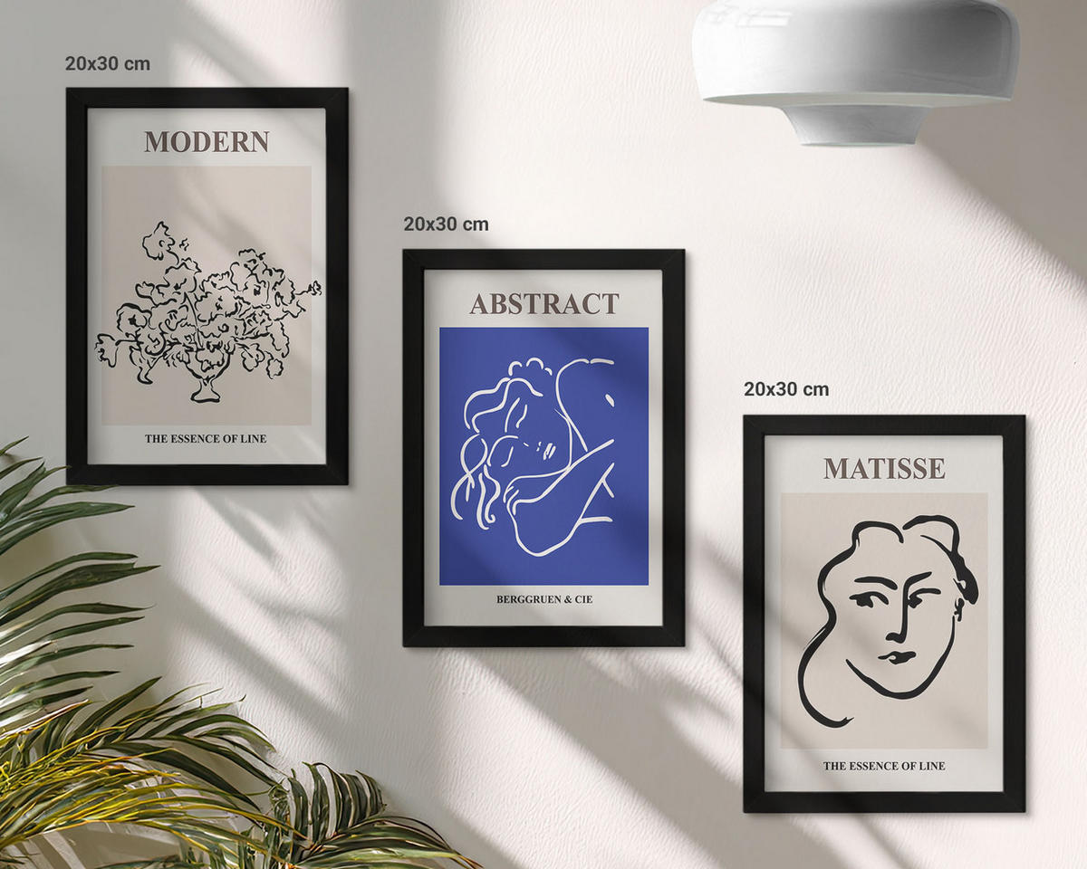 BILDER SET 3er Set - 20x30 cm Schwarzer Rahmen - Matisses moderne Plakate - Schwarz, Kunststoff (20/30cm) - TULUP