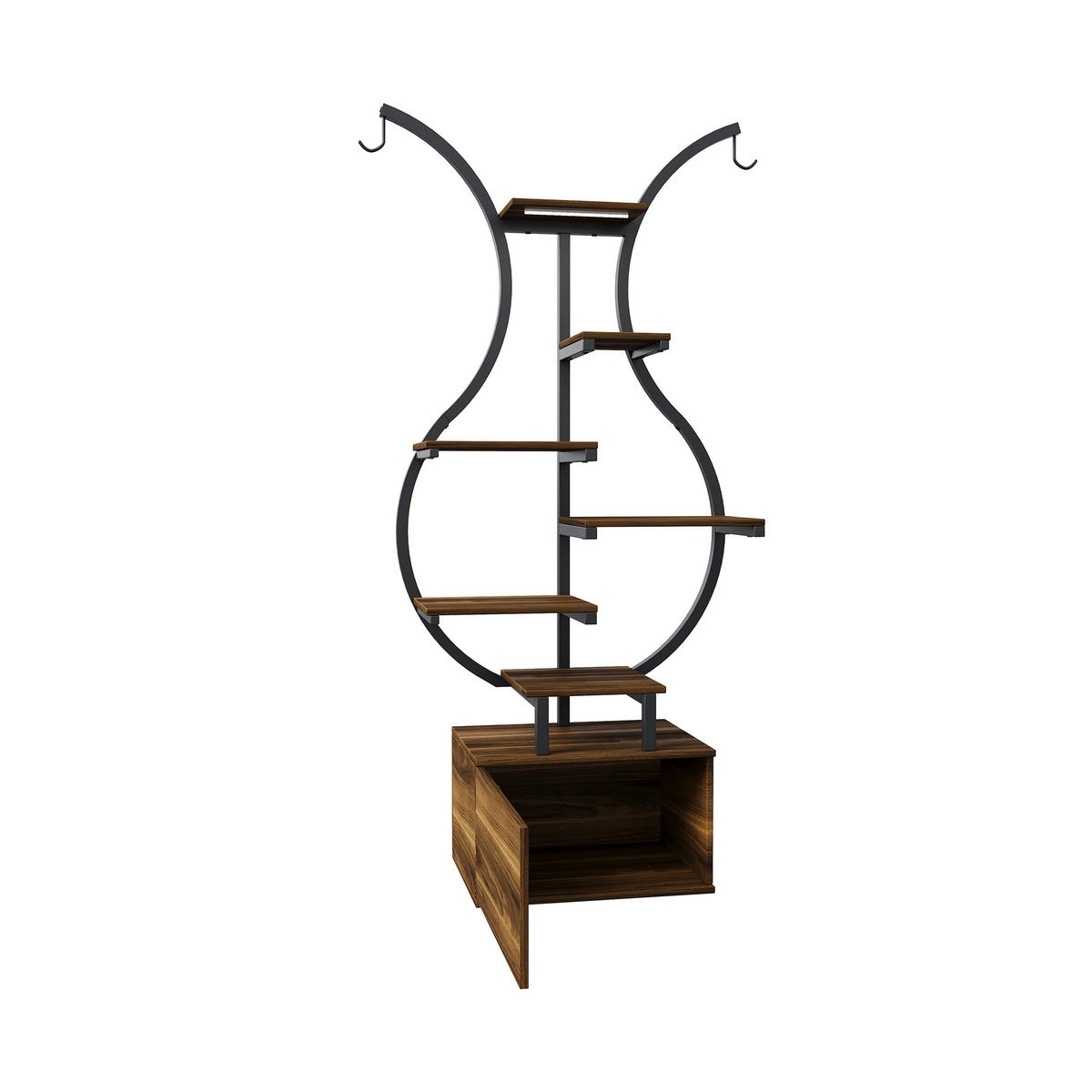 PFLANZENSTÄNDER 6 Ebenen LED Wachstumslampe Metall Ecke Kippschutz 142 cm - Braun, Holz (30/142/40cm) - Fortuna Lai