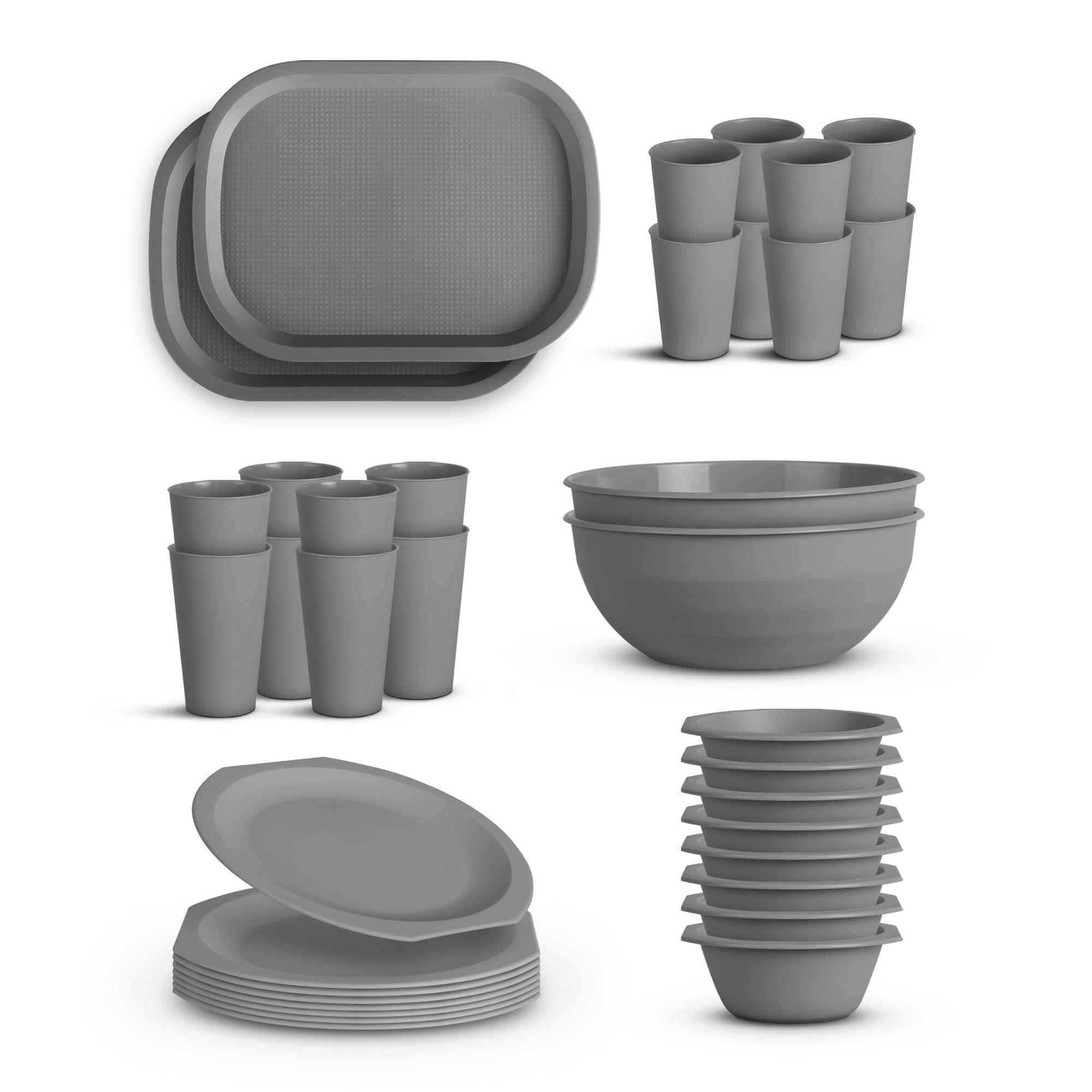 KOMBISERVICE Kunststoff Grau 36-teilig 8 Personen - Grau, Kunststoff (27/10/37cm)