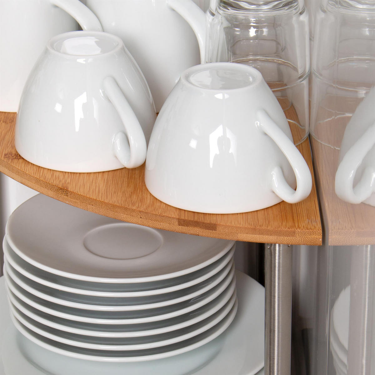 BAMBUS-ECKREGAL, Bambus mit Edelstahl - Braun, Holz (25/20/25cm) - bremermann