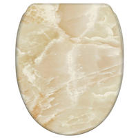 WC-SITZ mit Absenkautomatik & Top Fix Marmor Natur - Braun, Holzwerkstoff (37.7/5.5/48cm) - Sanilo