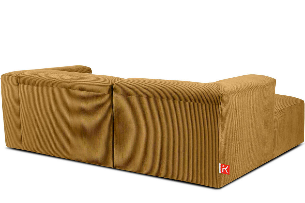 ECKMODULSOFA-LINKS BUFFO 3/4 Sitzer mit extrem weicher Sitzfläche, Kordstoff, gelb - Gelb, Textil (237/180cm) - KONSIMO®