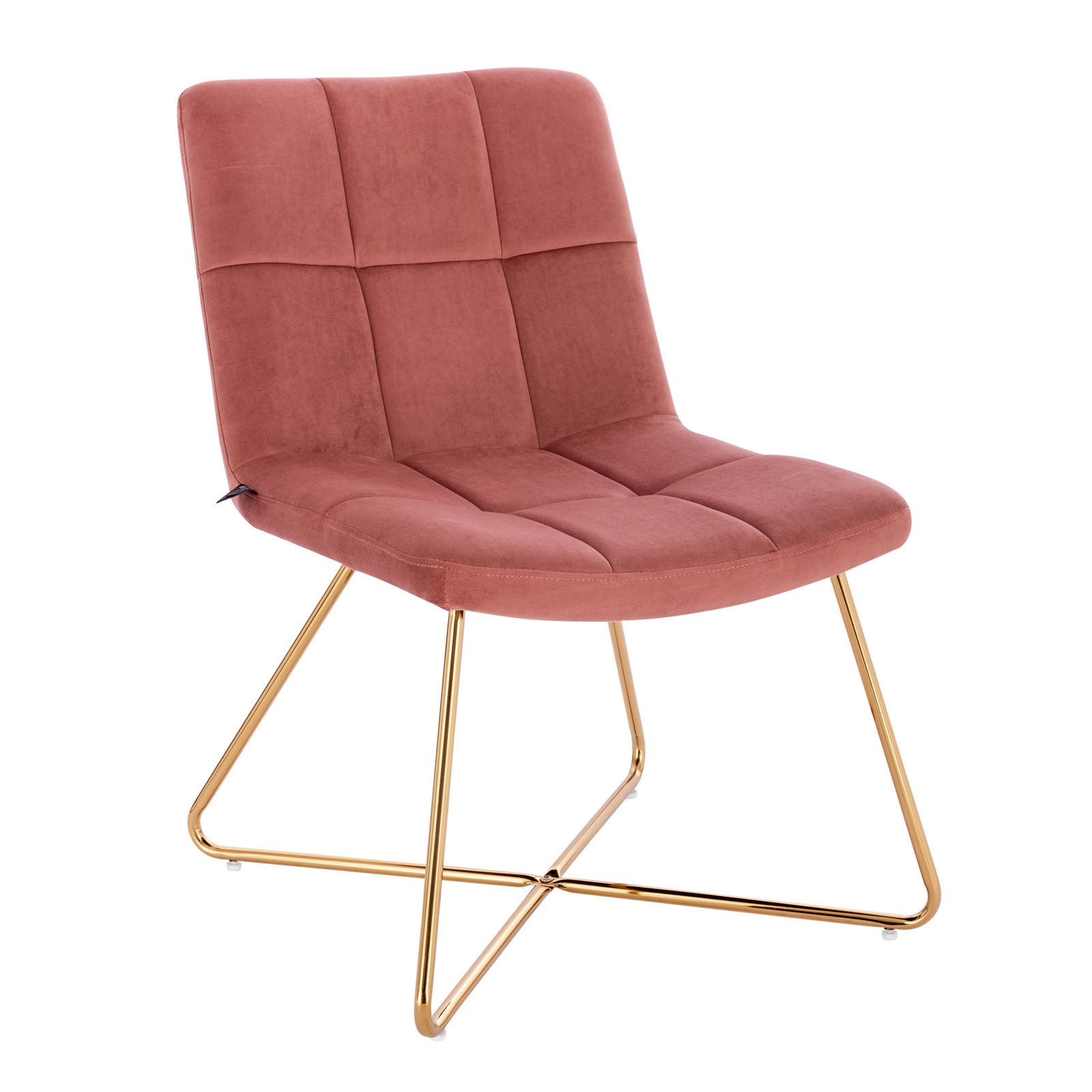 LOUNGESESSEL LYNN Samt Pink - Goldfarben/Altrosa, Textil/Metall (58/82/64cm) - SVITA
