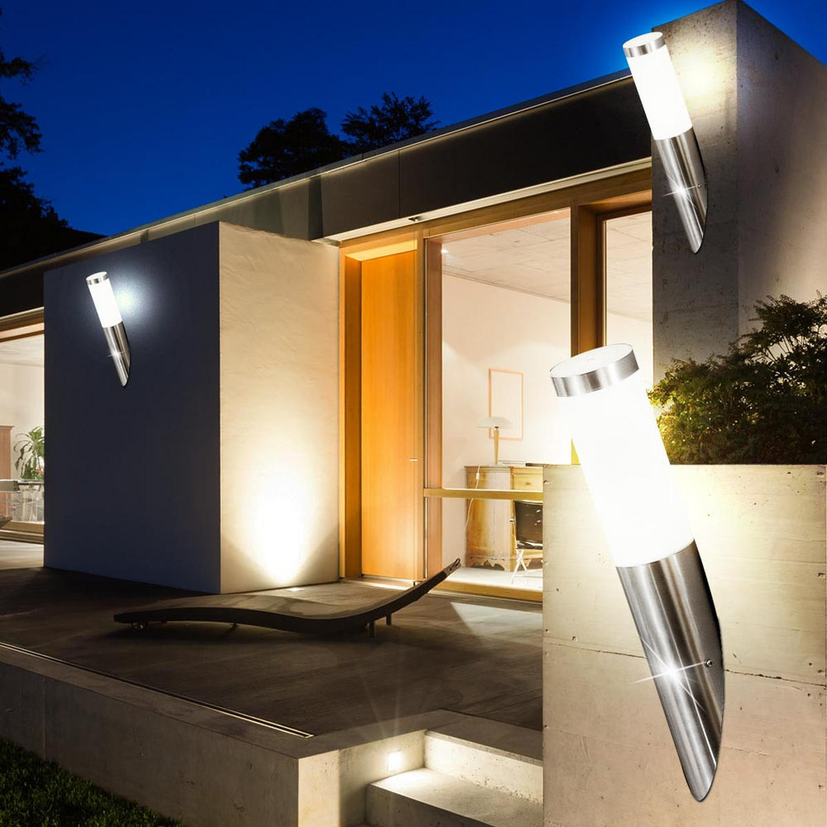 AUSSEN-WANDLAMPE Edelstahl Anthrazit 3er Set - Anthrazit, Metall (8/40/17cm)