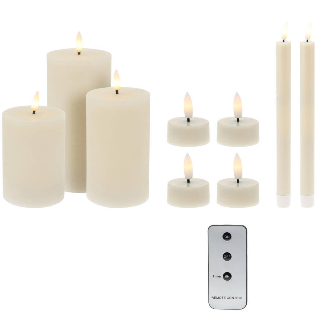 LED-KERZEN 9er-Set - Beige, Kunststoff (8/28/31.5cm) - Home Styling Collection